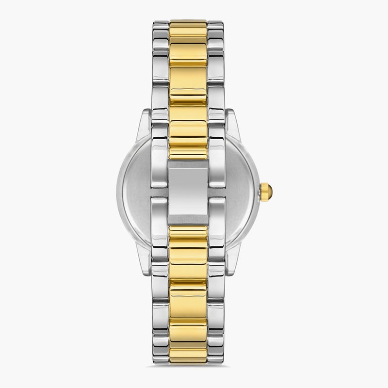 OMAX ساعة أوميكس النسائية التناظرية بحزام فضي وذهبي - Image 3